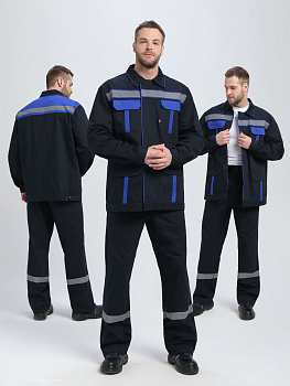 Костюм ИТР СОП UZ (тк.Саржа,250) брюки, т.синий/васильковый